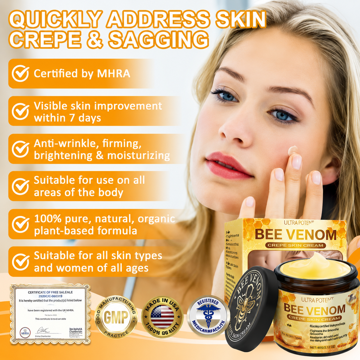 Bee Venom Treatment Cream – Deep Moisturizing & Firming Skin Care Cream | Bee Skin Elixir