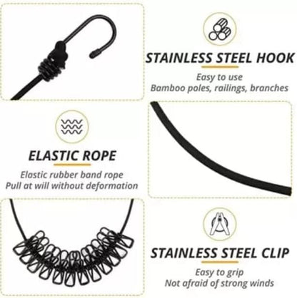 Premium Heavy Duty Cloth Drying Rope with Hooks  Adjustable Laundry Line