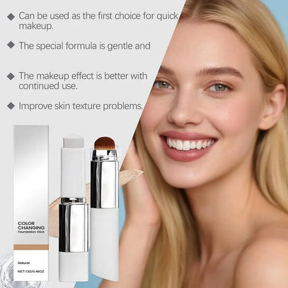 2-in-1 Color Changing Foundation Stick with Brush for All Skin Types