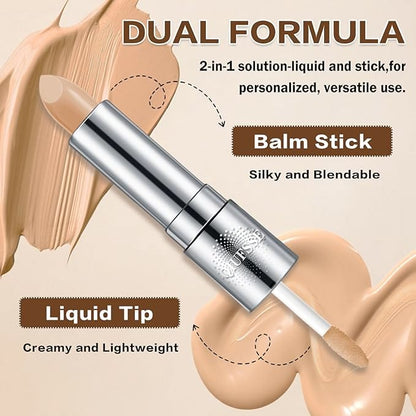 2-in-1 Color Changing Foundation Stick with Brush for All Skin Types