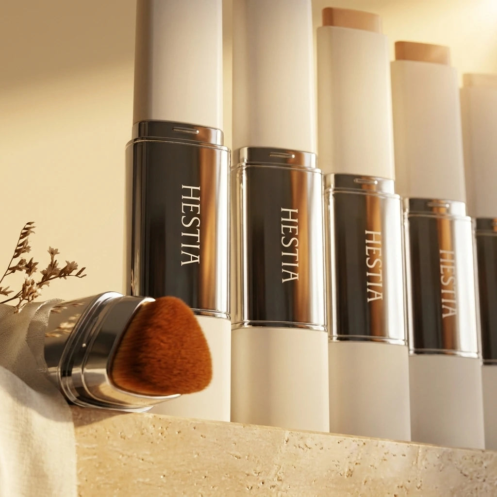 2-in-1 Color Changing Foundation Stick with Brush for All Skin Types